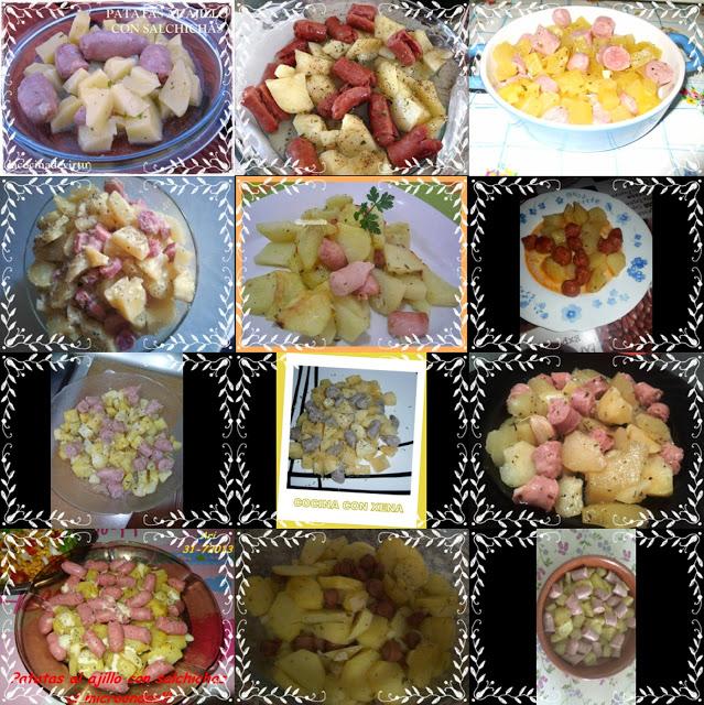 I Desafío con el microondas : PATATAS AL AJILLO CON SALCHICHAS