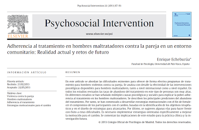 Adherencia al tratamiento en hombres maltratadores contra la pareja en un entorno comunitario - Enrique Echeburúa