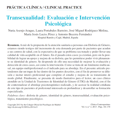 Transexualidad: Evaluación e Intervención Psicológica - Asenjo y col.