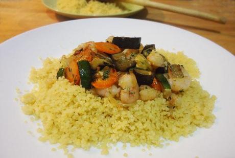 receta de cous cous con verduras y gambas