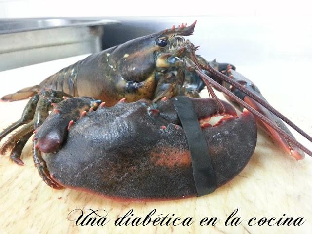 Arroz caldoso con bogavante con conteo de raciones para diabéticos