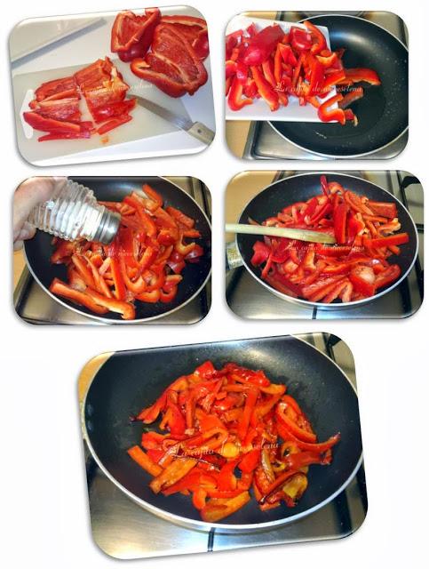 Hojaldre de pimientos rojos fritos con pasas, pipas y piñones