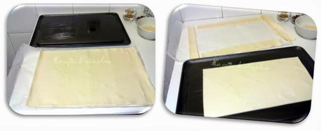 Hojaldre de pimientos rojos fritos con pasas, pipas y piñones