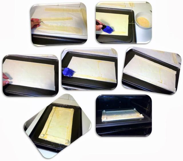 Hojaldre de pimientos rojos fritos con pasas, pipas y piñones