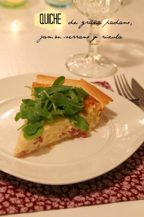 Quiche de grana padano, jamón serrano y rúcula. PASO A PASO.