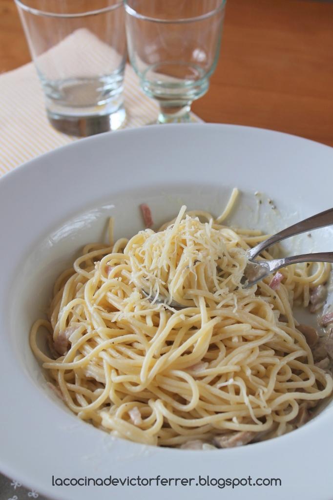 Espaguetis carbonara. Paso a paso.