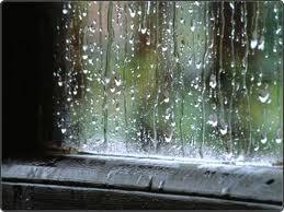 Desde dentro.Llueveel agua cae por el vidrio del irisy va...