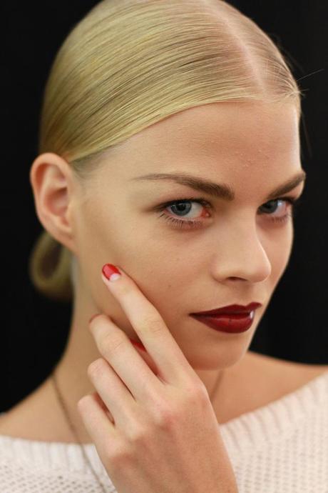 Seven red nail styles seen on fashion shows