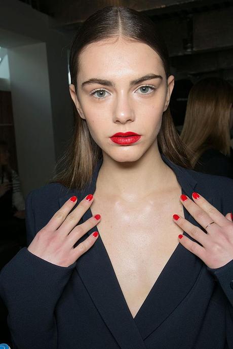 Seven red nail styles seen on fashion shows