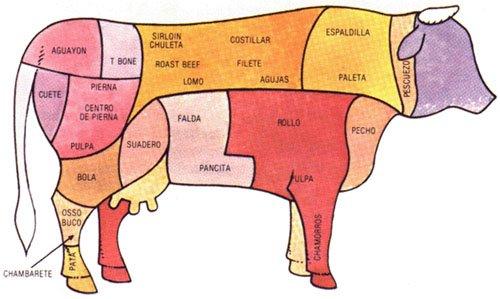 Cortes y tipos de carnes (res) por paises