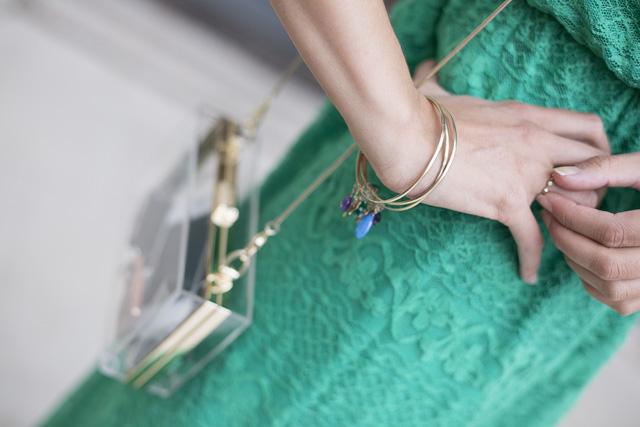 OUTFITS, vestido encaje verde asos, asos, lace dress, green lace, primark, zapatos valentino, valentino rockstud,  look boda, look bautizo, cluth transparente, the code bolsos