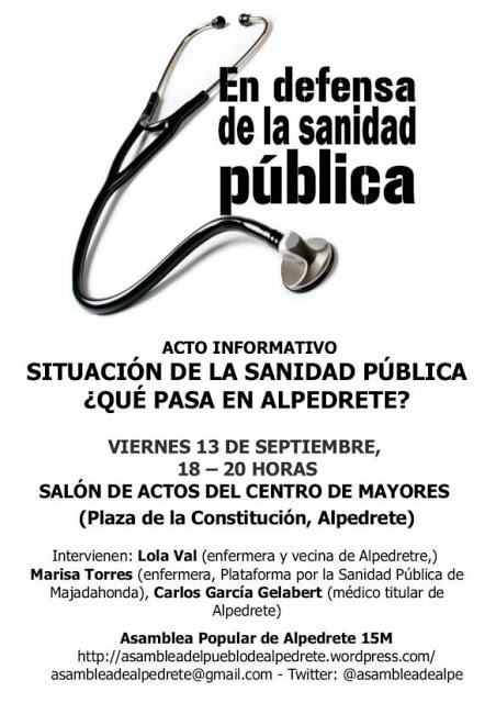 Acto Informativo sobre la situación de la sanidad pública, ¿qué pasa en Alpedrete?