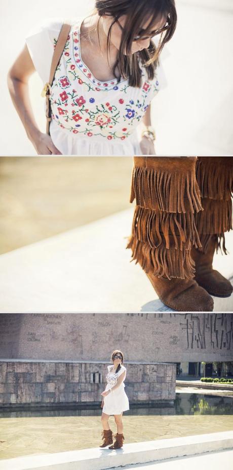 street style barbara crespo sun flare sheinside dress minnetonka boots outfit street style barbara crespo sun flare sheinside dress minnetonka boots outfit