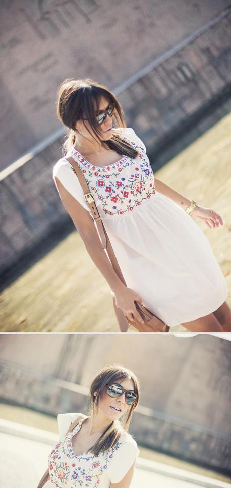 street style barbara crespo sun flare sheinside dress minnetonka boots outfit