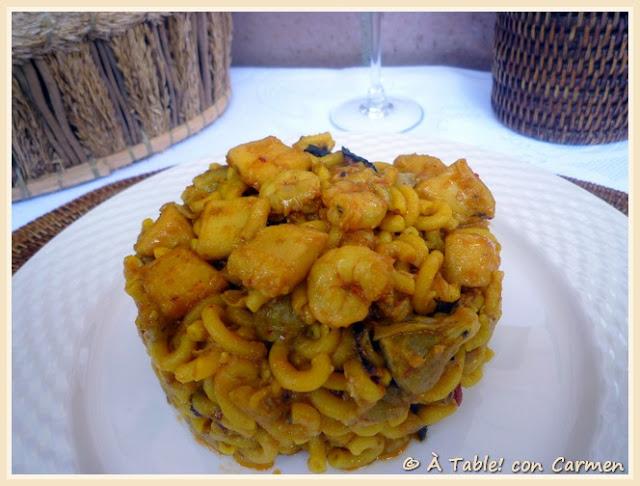 Fideuá de Sepia, Alcachofa y Gambas