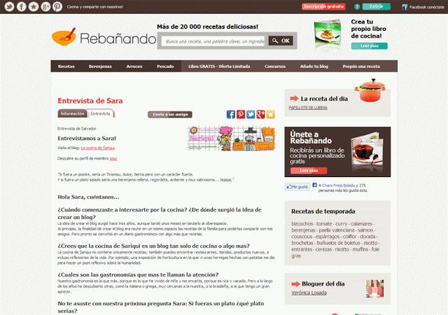 Mi entrevista en la web de recetas Rebañando