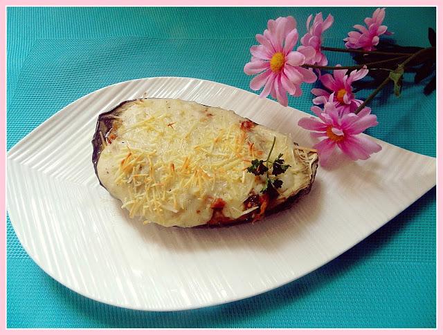 Berenjenas rellenas de atún y bacon