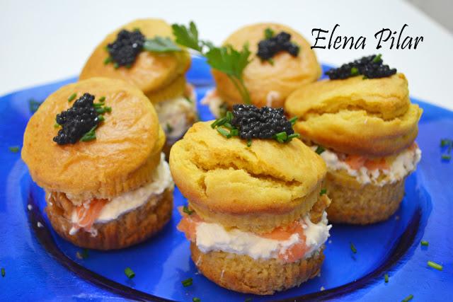 'Muffins' rellenos de Salmón ahumado