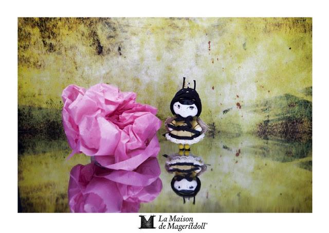 Mageritdoll... a little bumble bee spanish resin doll and accessory. Brooch and necklace