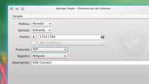 Cortafuegos KDE Connect