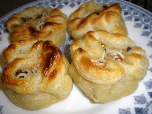 Saquitos de Marisco y Setas