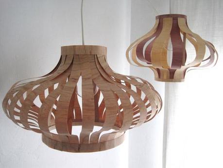 Lámparas DIY ovaladas de láminas de madera Ilumínate con laminados de madera