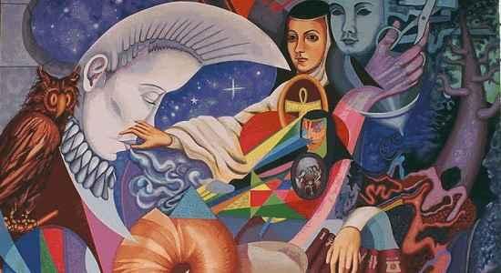 Mural: Sor Juana, Creación y Creenza.