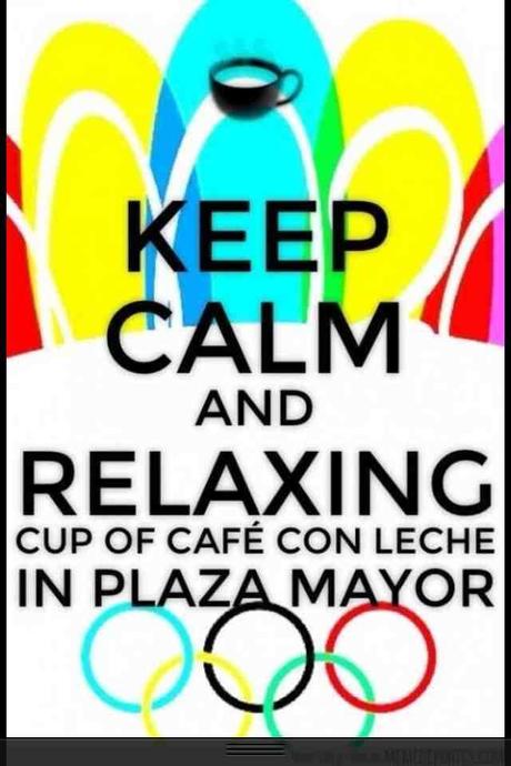 A relaxing cup of café con leche in Plaza Mayor A relaxing cup of café con leche in Plaza Mayor