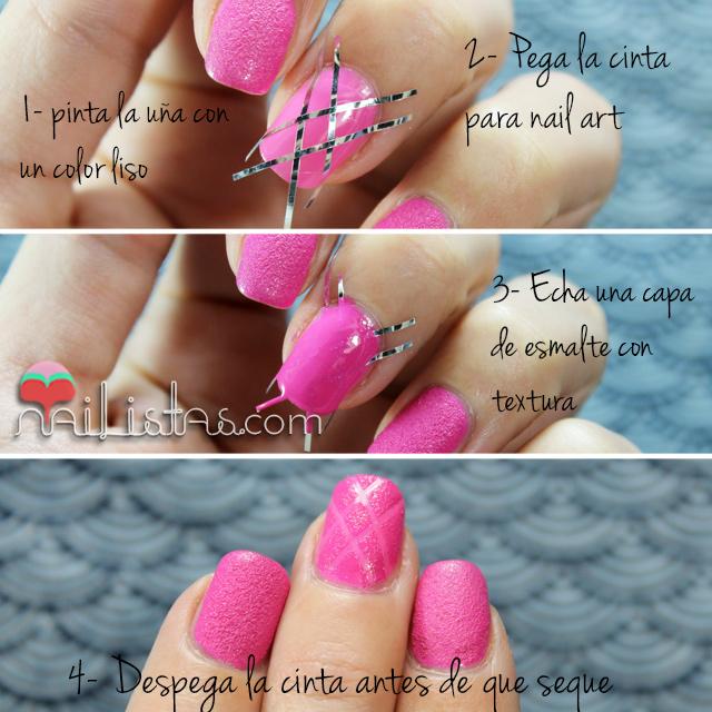 Diseños de uñas fáciles para esmaltes con textura paso a paso