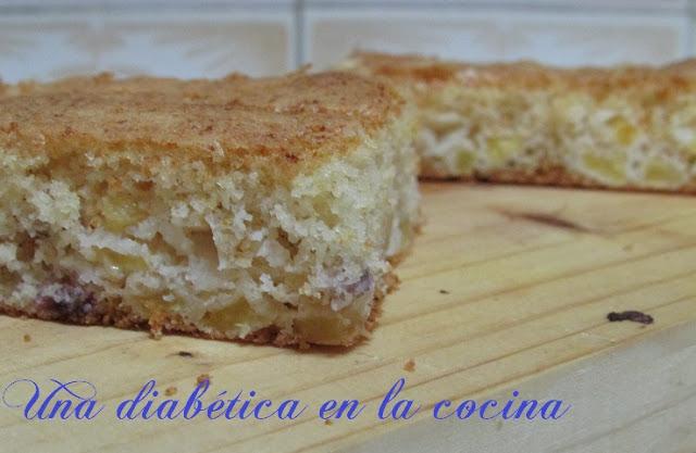 Bizcocho de harina de maíz y melocotón apto para diabéticos