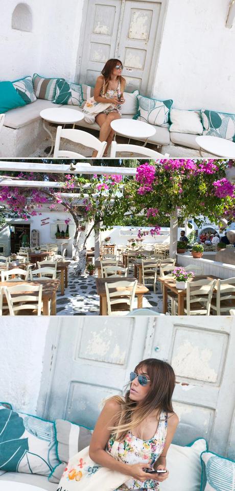 barbara crespo travels holidays blue & white mykonos street style outfit
