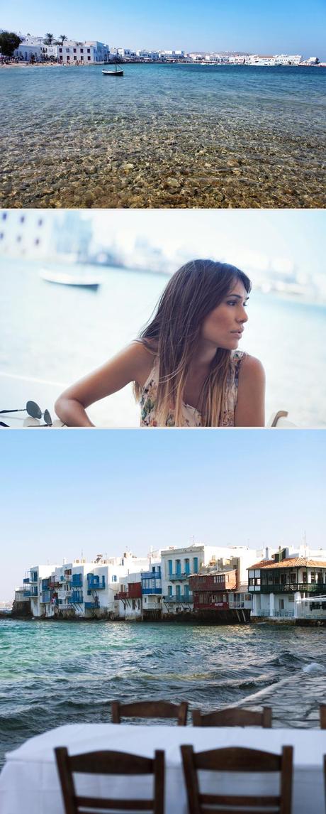 barbara crespo travels holidays blue & white mykonos street style outfit