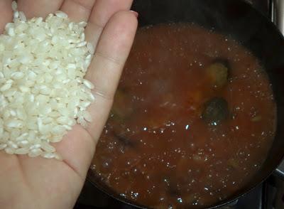 Arroz con Berenjena de Pueblo, Ajos Tiernos y Tomate Seco