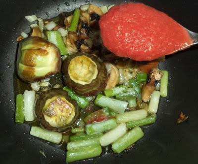 Arroz con Berenjena de Pueblo, Ajos Tiernos y Tomate Seco