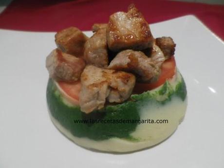 Timbal de solomillo Ibérico con puré y verduras-Receta para niños