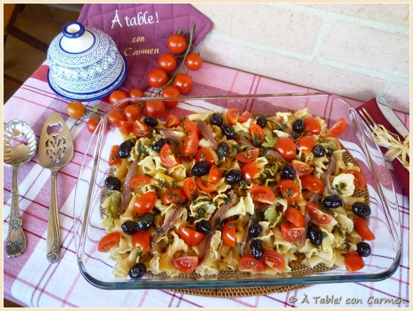 Gigli (Pasta) con Ajos Tiernos, Nueces y Anchoa