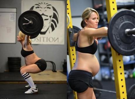 Lea-Ann Ellison levantamiento de pesas en el embarazo