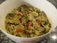 Pastel de calabacines y pimientos rojos, sin lactosa