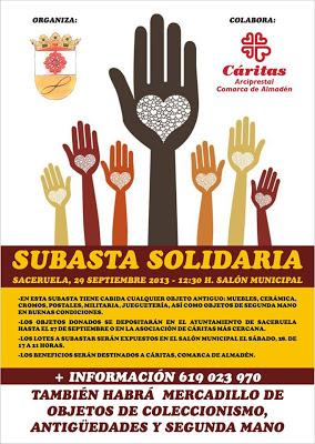 Mercadillo y subasta solidaria en Saceruela a beneficio de Caritas Arciprestal de Almadén