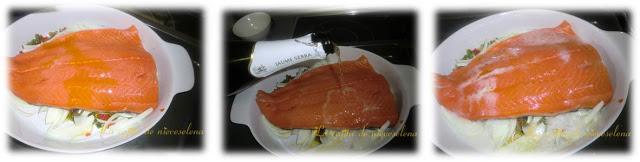 Salmón horneado al cava