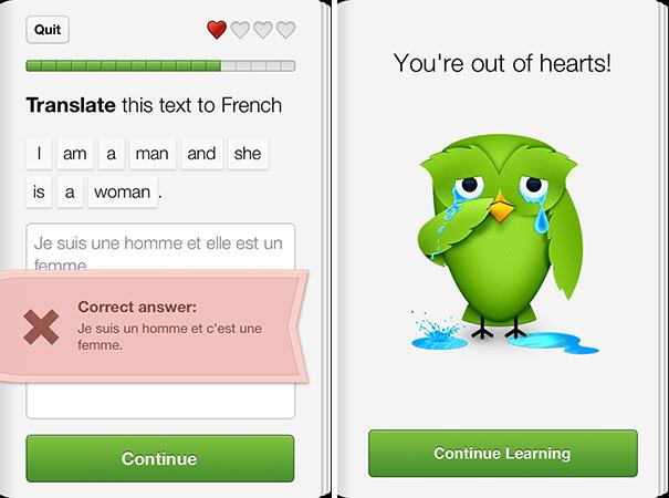 Aplicación Duolingo de aprenizaje del idioma