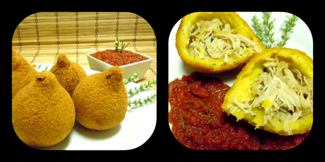 Coxinhas de Pollo con salsa de tomate picante Coxinhas de Pollo con salsa de tomate picante