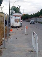 Un autobús en Las Tablas (Madrid)
