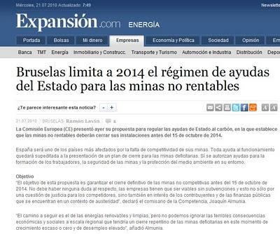 Problemas a medio plazo para las minas de carbón españolas no rentables