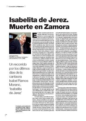 El número 14 de la revista del CAF, 'La Nueva Alboreá, incluye un artículo sobre Isabelita de Jerez, cantaora fallecida en Zamora.