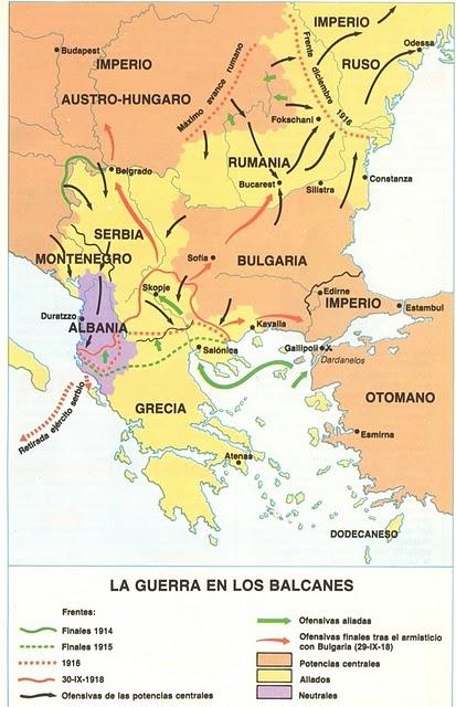 Cambios en el mapa de los Balcanes III: La I Guerra Mundial