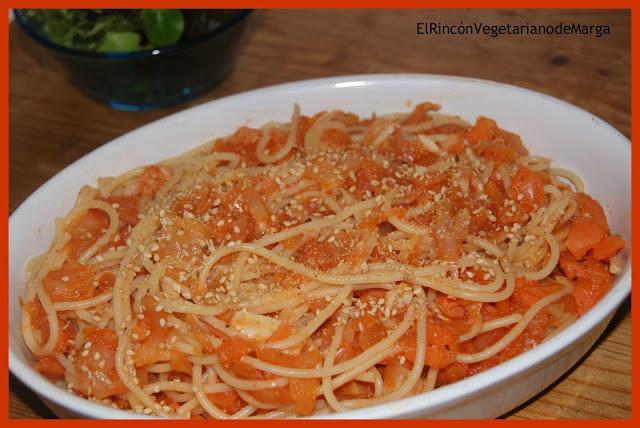 Espaguettis con calabaza