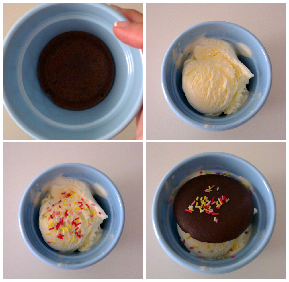 ♥ Whoopie pies de chocolate con helado en vasito!!