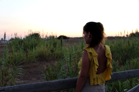 W.I.W: yellow backless W.I.W: yellow backless