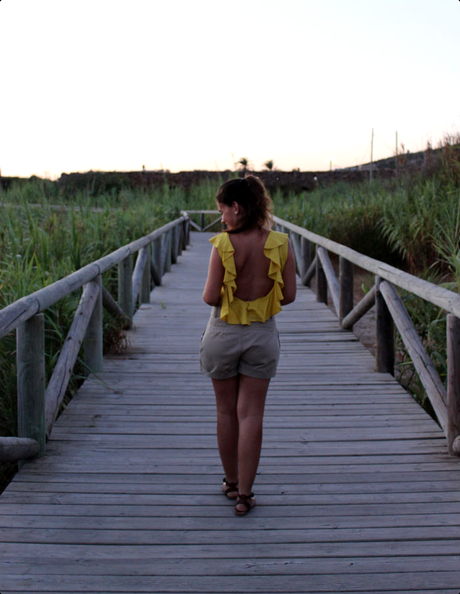 W.I.W: yellow backless W.I.W: yellow backless